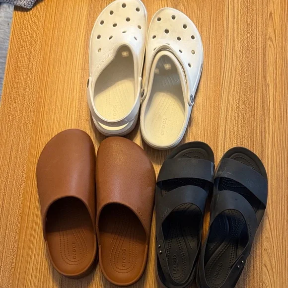 CROCS White, Brown, and Black Footwear Set - Picture 1 of 1